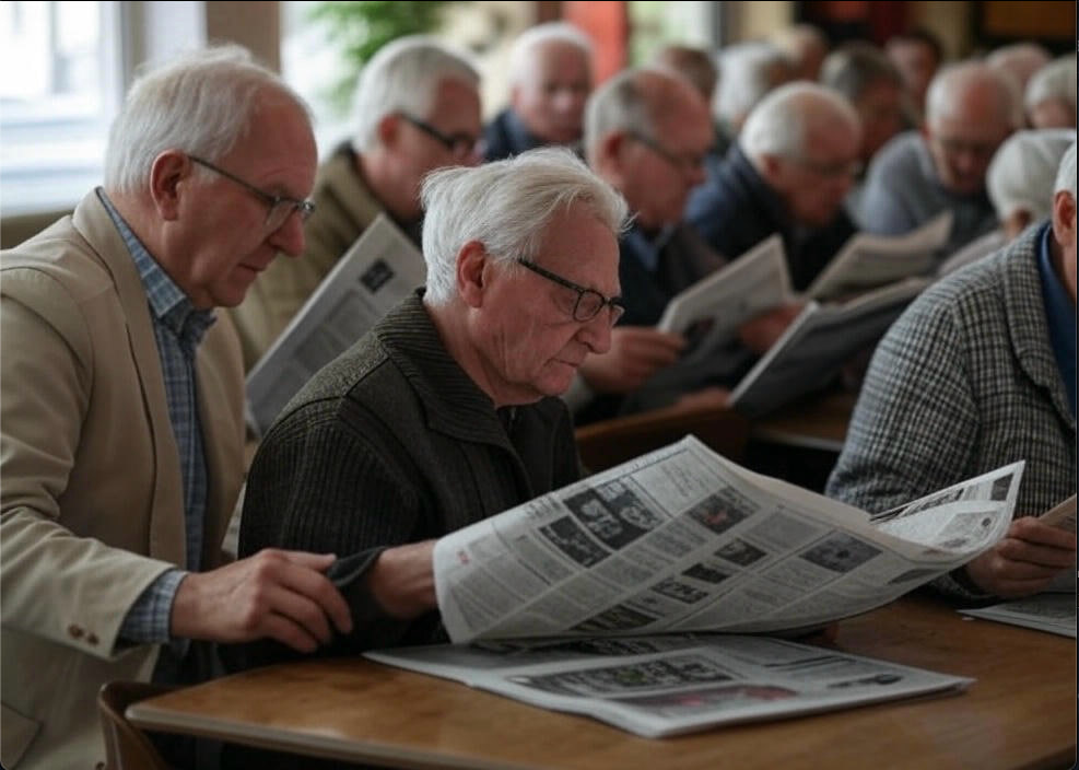 Senior čte noviny